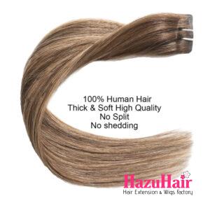 Seamless Clip In Hair Extensions T4 27 4 Balayage Cololate Brown to Caramel Blonde Straight Hair 3