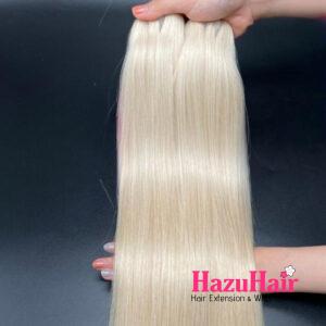 Straight Hair Bundles 60W Platinum Blonde Color Weft Hair 1