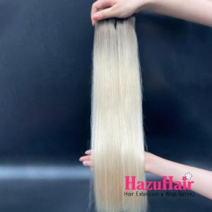 Straight Hair Bundles Rooted Platinum Color Weft Hair 1