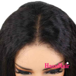 Kinky Straight Hair Wigs 1B Black Color Human Hair 4×4 HD Lace Front Wigs 2