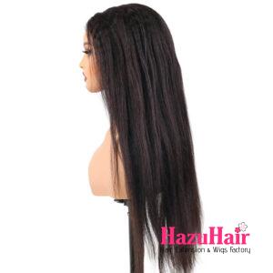 Kinky Straight Hair Wigs 1B Black Color Human Hair 4×4 HD Lace Front Wigs 4