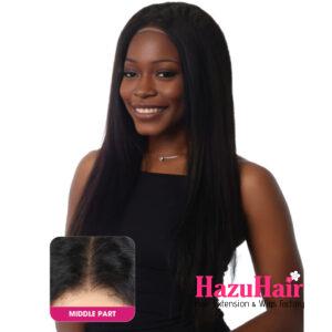 Kinky Straight Hair Wigs 1B Black Color Human Hair 4×4 HD Lace Front Wigs 7