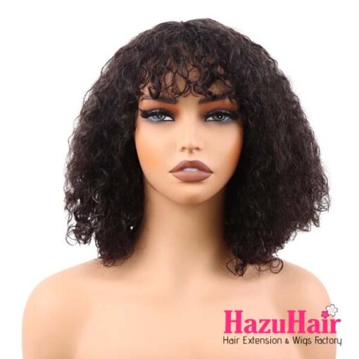 Short Curly Bob Wigs 14 inch Vertex Lace #1B Black Color 4×4 HD Lace Closure