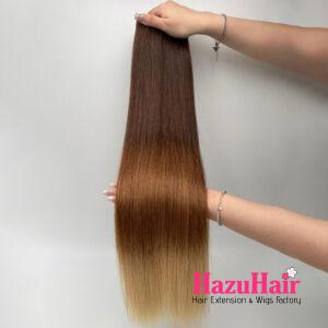 long straight hair bundles t2 6 16 dark chestnut blonde color weft hair raw hair 1