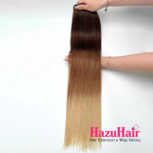 long straight hair bundles t2 6 16 dark chestnut blonde color weft hair raw hair 2